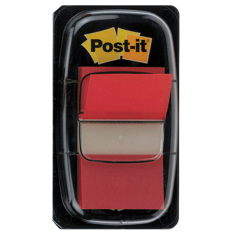 BANDERITAS SEPARADORAS AUTOADHESIVAS POST-IT 25,4MMX43MM DISPENSADOR ROJO 50 UNIDADES