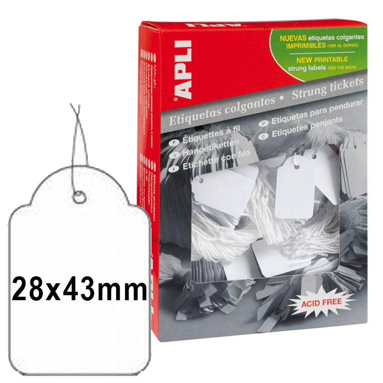 ETIQUETAS COLGANTES APLI 28MMX43MM 500 UNIDADES X CAJA