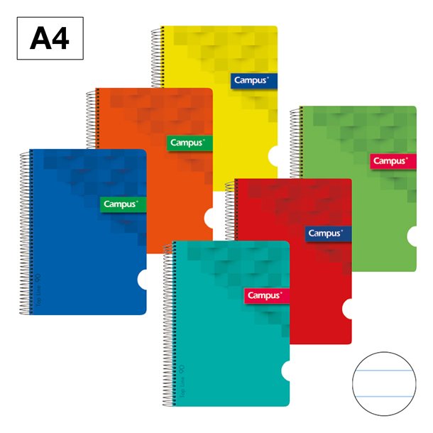 BLOC ESPIRAL TAPA POLIPROPILENO CAMPUS A4 80 HOJAS 90 GRAMOS HORIZONTAL