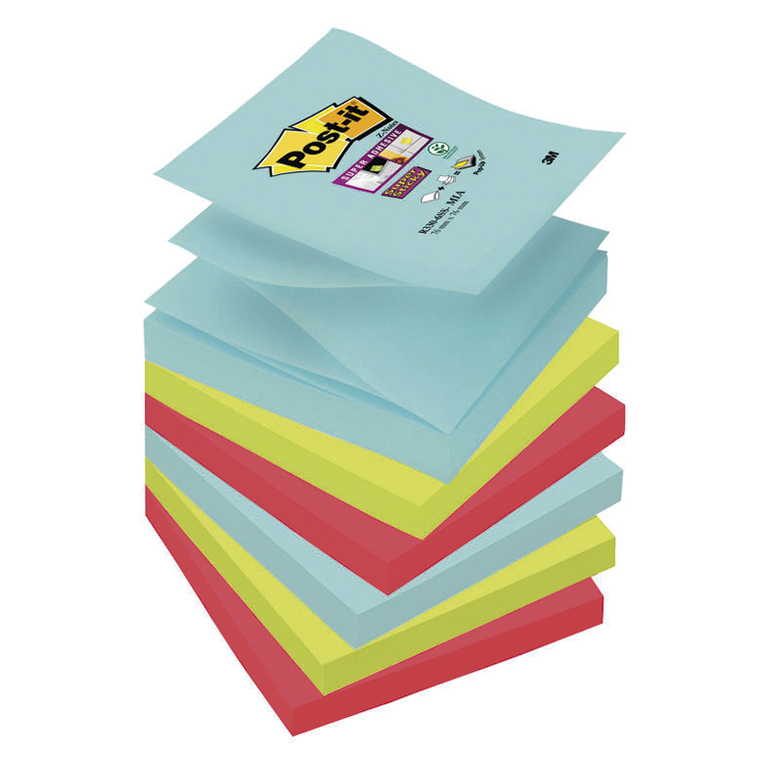 BLOC NOTAS ADHESIVAS QUITA Y PON Z-NOTES POST-IT 76MMX76MM MIAMI 540 HOJAS