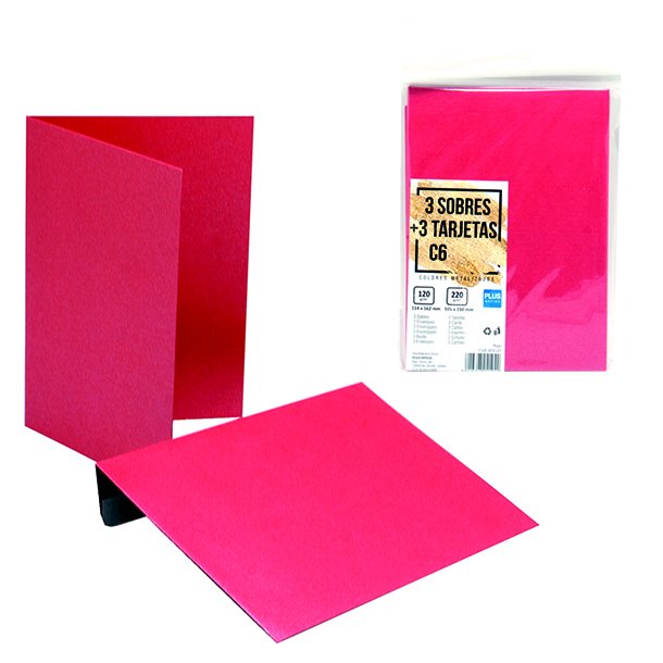 SOBRES + TARJETAS C6 PLUS OFFICE 114MMX162MM 120 GRAMOS ROJO METALIZADO PAQUETE 3 UNIDADES	