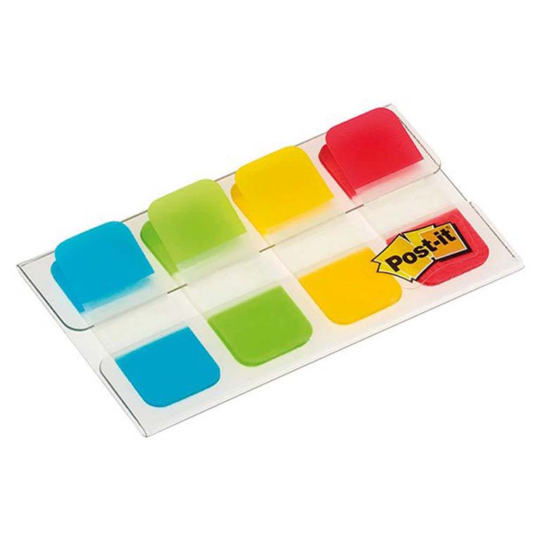 BANDERITAS SEPARADORAS AUTOADHESIVAS POST-IT 16MMX38MM DISPENSADOR 4 COLORES 40 UNIDADES