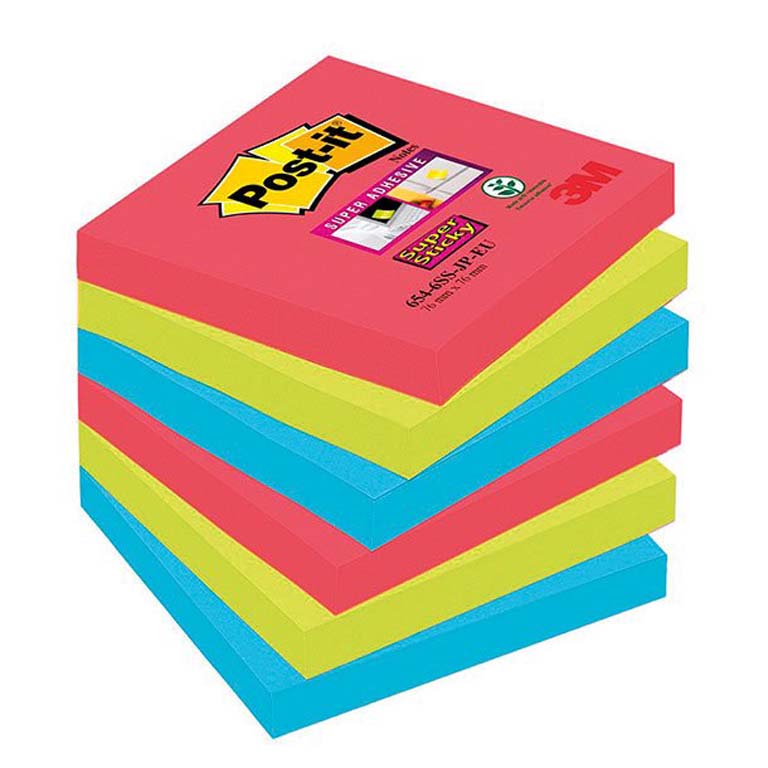 BLOC NOTAS ADHESIVAS QUITA Y PON POST-IT 76MMX76MM BORA BORA 540 HOJAS