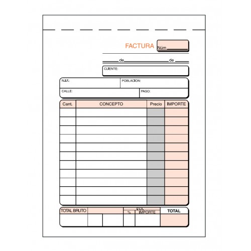 TALONARIO FACTURAS ORIGINAL Y 2 COPIAS PLUS OFFICE T-70 109MMX153MM TRIPLICADO 50 JUEGOS