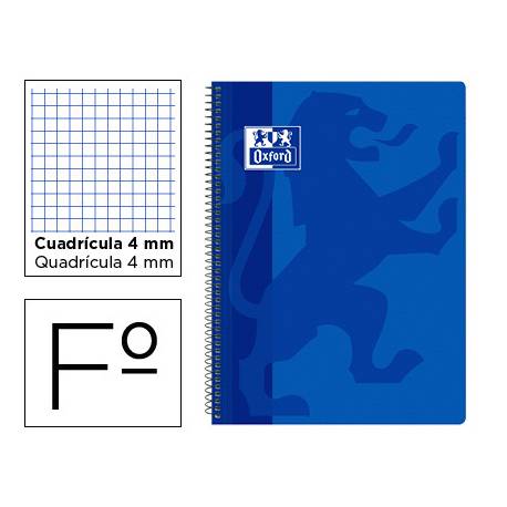 BLOC ESPIRAL TAPA EXTRADURA OXFORD EUROPEANBOOK A4+ 80 HOJAS 90 GRAMOS MICROPERFORADO CUADRICULA 5 MM. AZUL