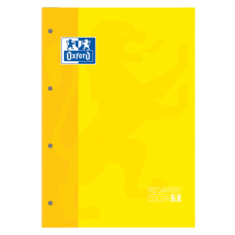 RECAMBIO CARPETA OXFORD A4 80 HOJAS 90 GRAMOS CUADRICULA 5 MM. BANDA COLOR AMARILLO