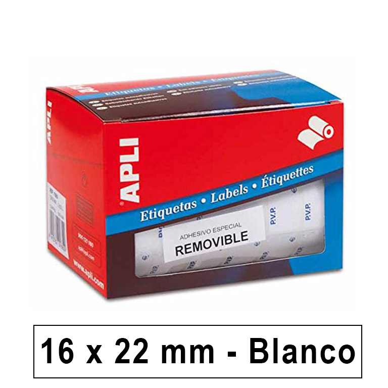 ETIQUETAS AUTOADHESIVAS EN ROLLO APLI PVP 16MMX22MM 2520 UNIDADES POR ROLLO