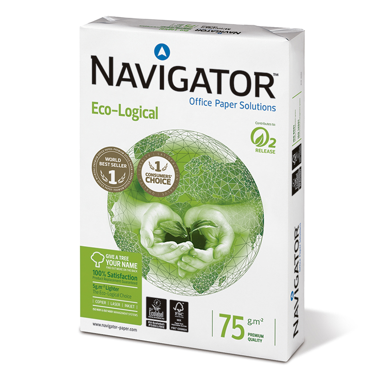 PAPEL BLANCO FOTOCOPIADORA NAVIGATOR ECO-LOGICAL DIN A4 75 GRAMOS PAQUETE DE 500 HOJAS