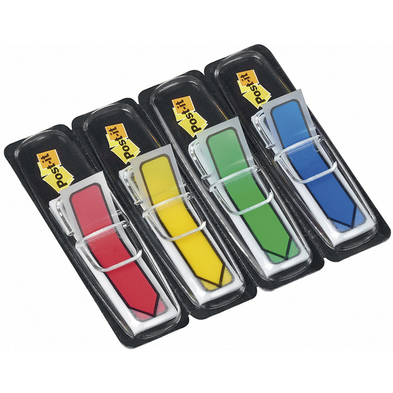 BANDERITAS SEPARADORAS AUTOADHESIVAS POST-IT FLECHAS 12MMX43MM 4 COLORES 96 UNIDADES