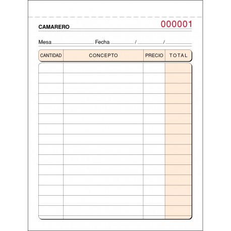 TALONARIO CAMARERO PLUS OFFICE 8 NATURAL T58