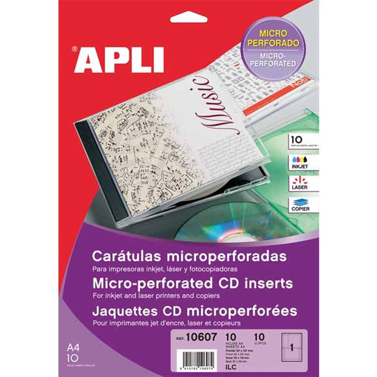 ETIQUETA AUTOADHESIVA CD APLI BLANCAS 10 HOJAS POR CAJA