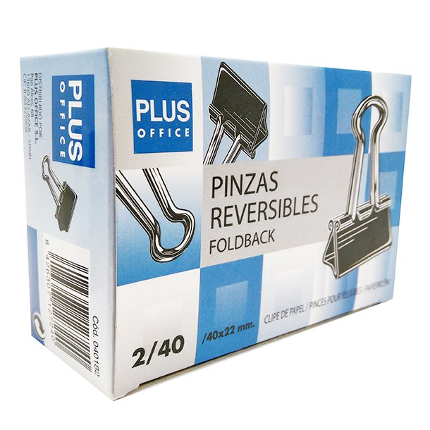 PINZA SUJETAPAPELES REVERSIBLE METALICA PLUS OFFICE N.40 40 X 22 MM CAJA 12 UNIDADES