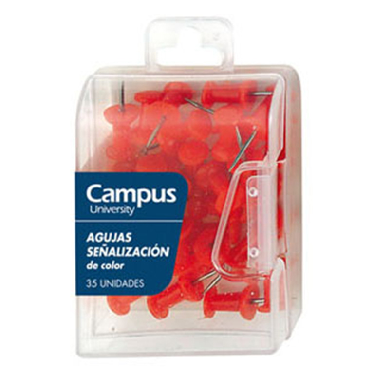 AGUJAS SEÑALIZADORAS CAMPUS UNIVERSITY COLOR ROJO CAJA 35 UNIDADES