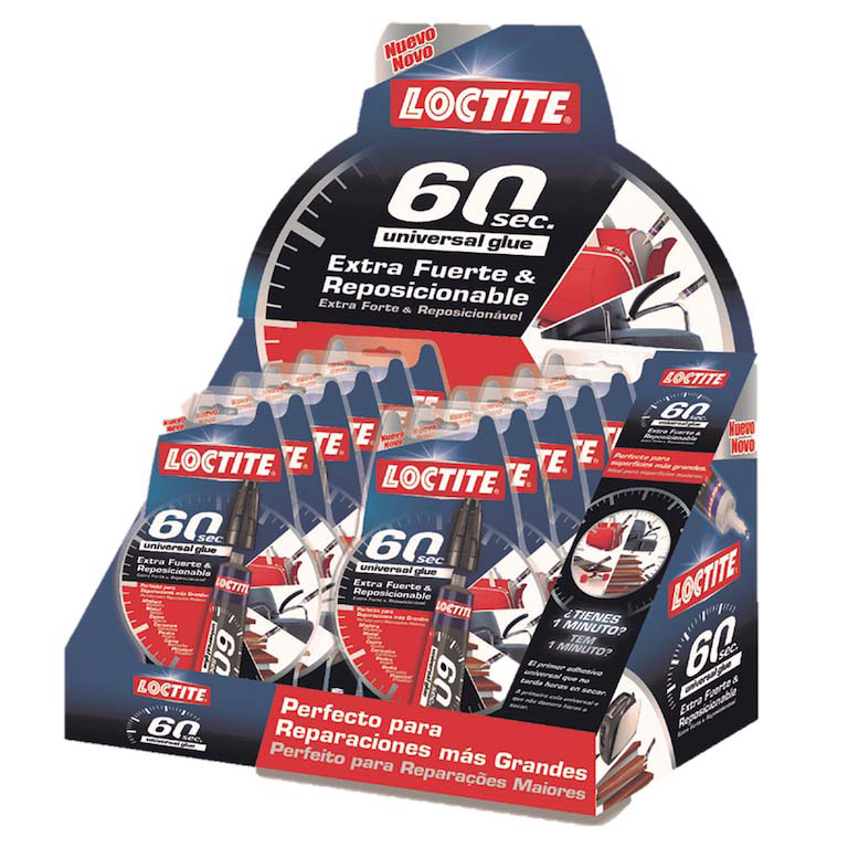 PEGAMENTO LOCTITE ADHESIVO UNIVERSAL ULTRA RAPIDO 20 GRAMOS EXPOSITOR 12 UNIDADES