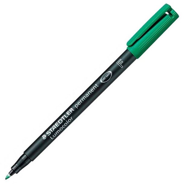 ROTULADOR MARCADOR PERMANENTE STAEDTLER COLOR VERDE LUMOCOLOR F 0,6 MM