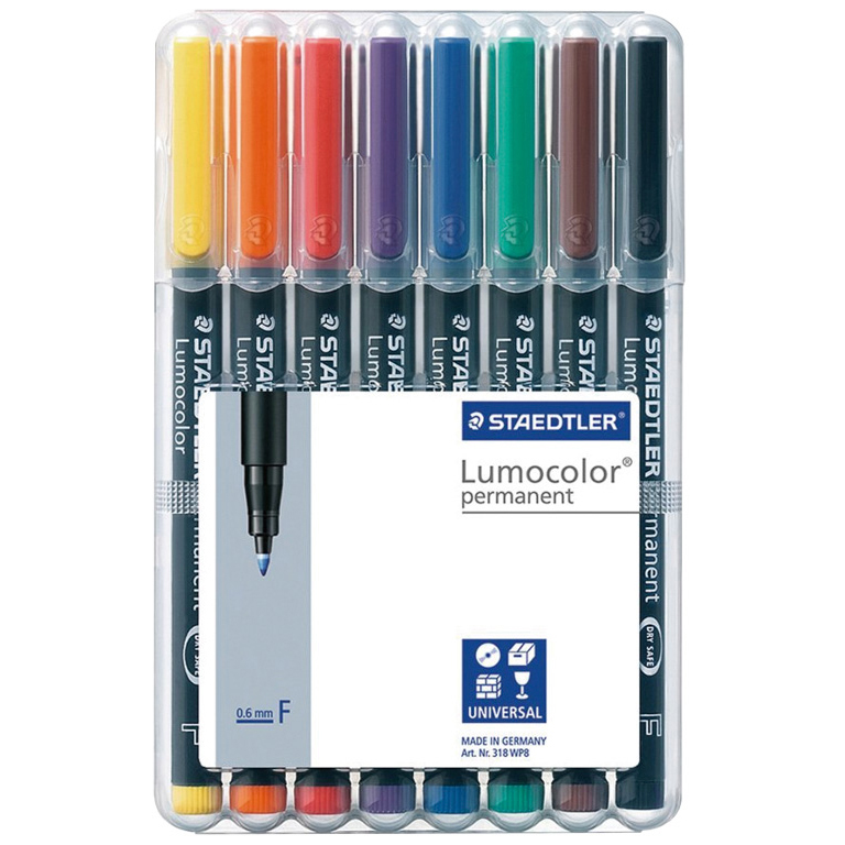 ROTULADOR PERMANENTE STAEDTLER LUMOCOLOR ULTRA FINO 0,4 MM. COLORES SURTIDOS BLÍSTER 8 UNIDADES
