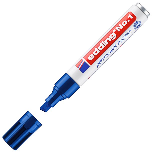 ROTULADOR MARCADOR PERMANENTE EDDING Nº1 PUNTA BISELADA COLOR AZUL 1-5 MM