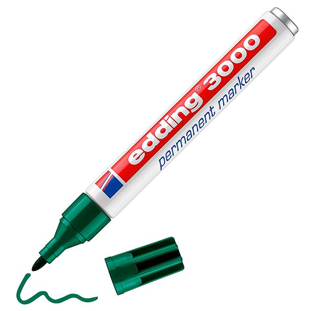 ROTULADOR MARCADOR PERMANENTE EDDING 3000 PUNTA CONICA COLOR VERDE 1,5-3 MM