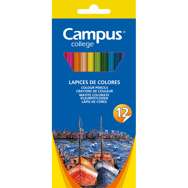 LAPICERO DE COLORES CAMPUS COLLEGE HEXAGONALES DE 12 COLORES