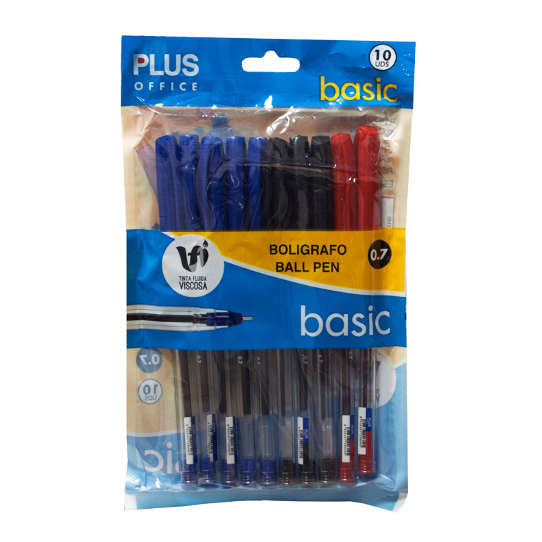 BOLÍGRAFO CAPUCHON PLUS BASIC COLORES SURTIDOS 0,7 MM BOLSA 10 UNIDADES