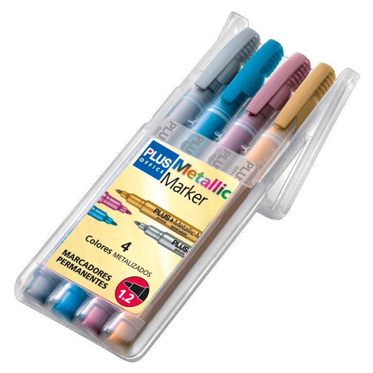 ROTULADOR MARCADOR ESPECIAL PLUS OFFICE METALLIC MARKER 1,2 MM. 4 COLORES SURTIDOS BLISTER