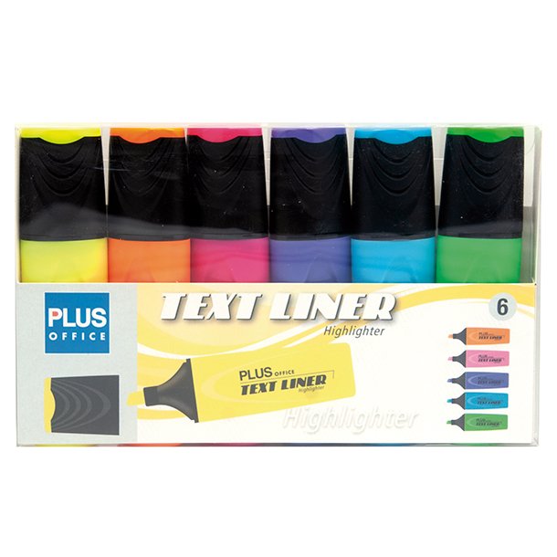 ROTULADOR MARCADOR FLUORCESNTE PLUS OFFICE TEXT LINER BLÍSTER 6 COLORES FLUOR