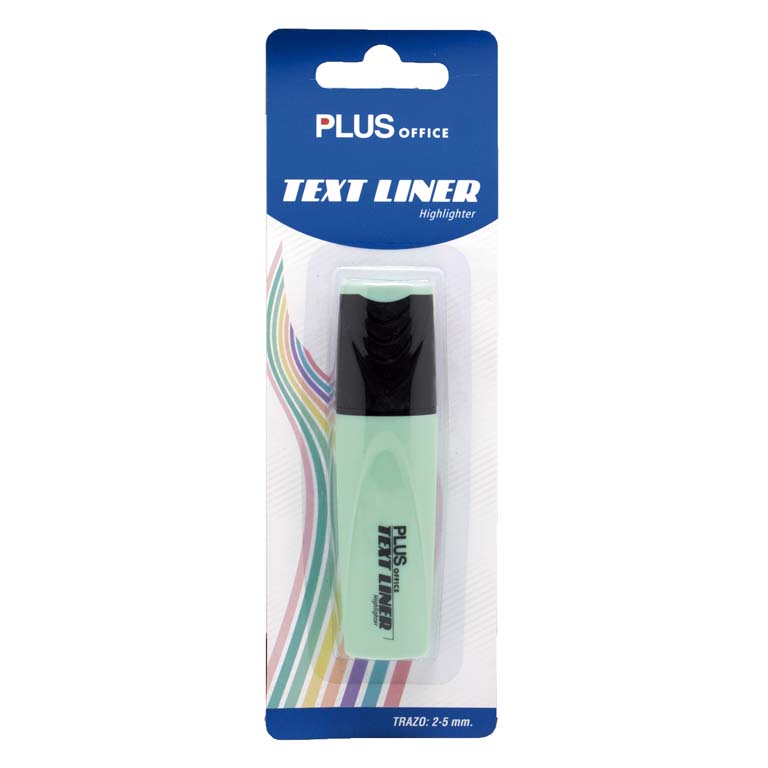 ROTULADOR MARCADOR FLUORESCENTE PLUS OFFICE TEXT LINER COLOR VERDE PASTEL FLUOR BLÍSTER