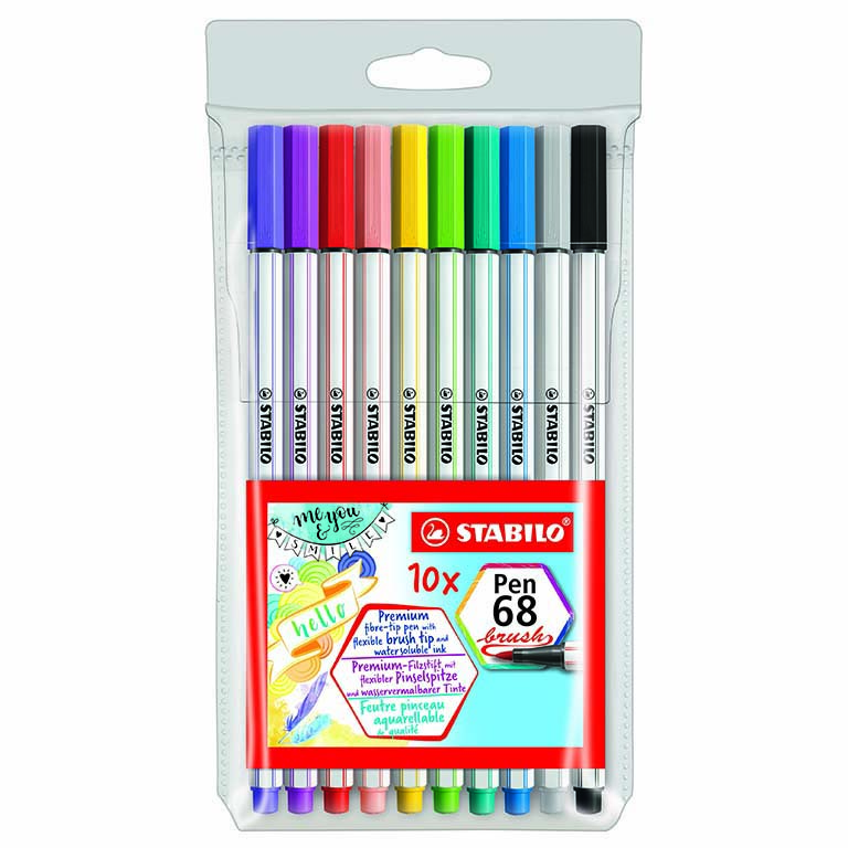 ROTULADOR STABILO PEN 68 BRUSH ESTUCHE 10 COLORES