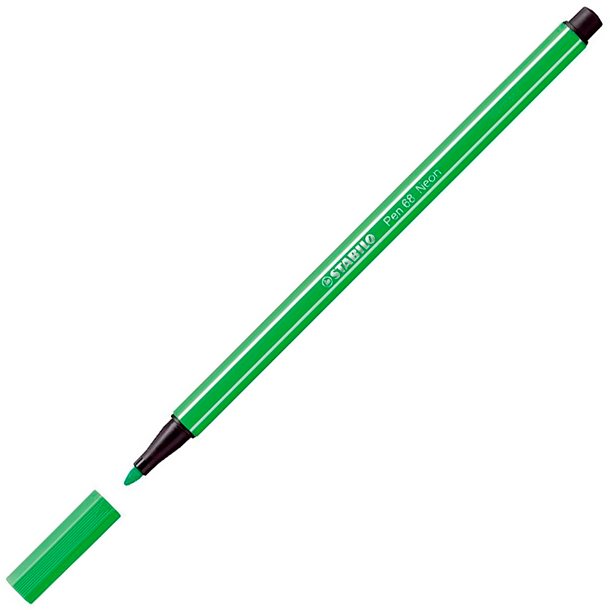 ROTULADOR STABILO PEN 68 PUNTA DE FIBRA ACUARELABLE COLOR VERDE FLÚOR 1 MM