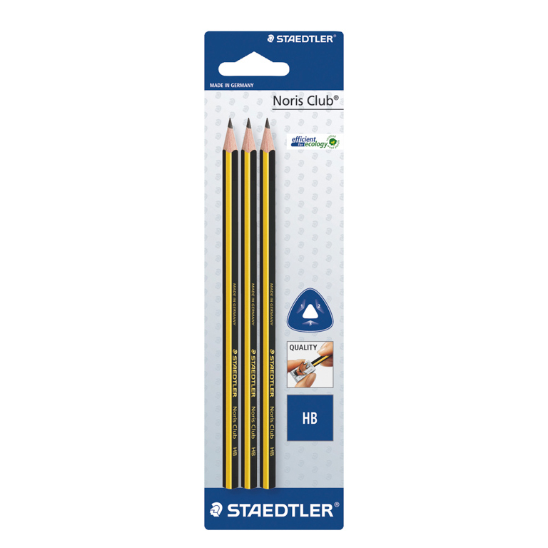 LAPICERO DE GRAFITO STAEDTLER NORIS 120 HB BLÍSTER 3 UNIDADES.