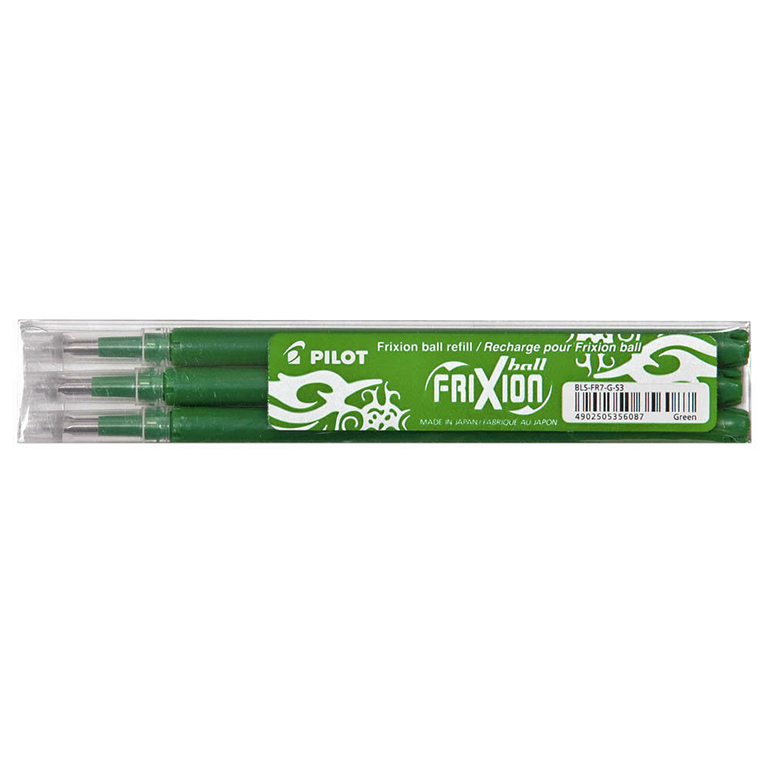 RECAMBIO BOLÍGRAFO BORRABLE PILOT FRIXION COLOR VERDE BLÍSTER 3 UNIDADES