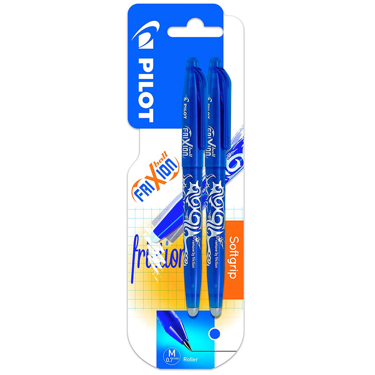 BOLÍGRAFO CAPUCHON BORRABLE PILOT FRIXION BALL COLOR AZUL BLÍSTER 2 UNIDADES