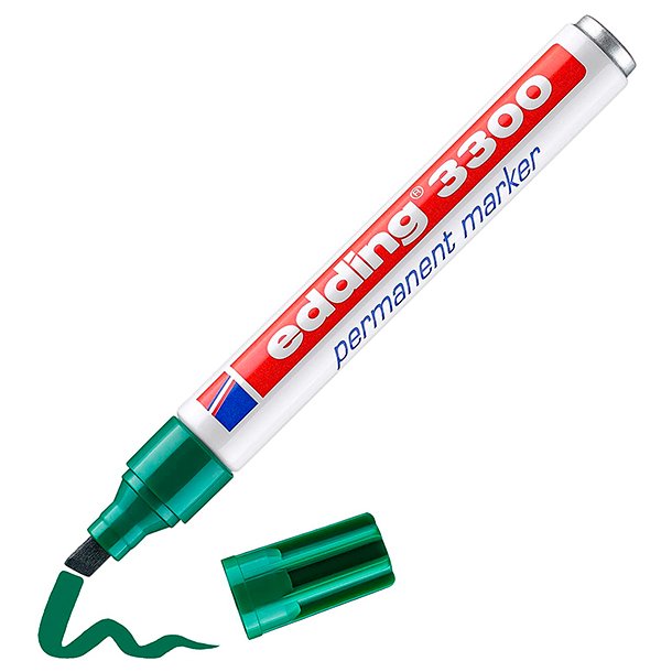 ROTULADOR MARCADOR PERMANENTE EDDING 3300 PUNTA BISELADA COLOR VERDE 1-5 MM