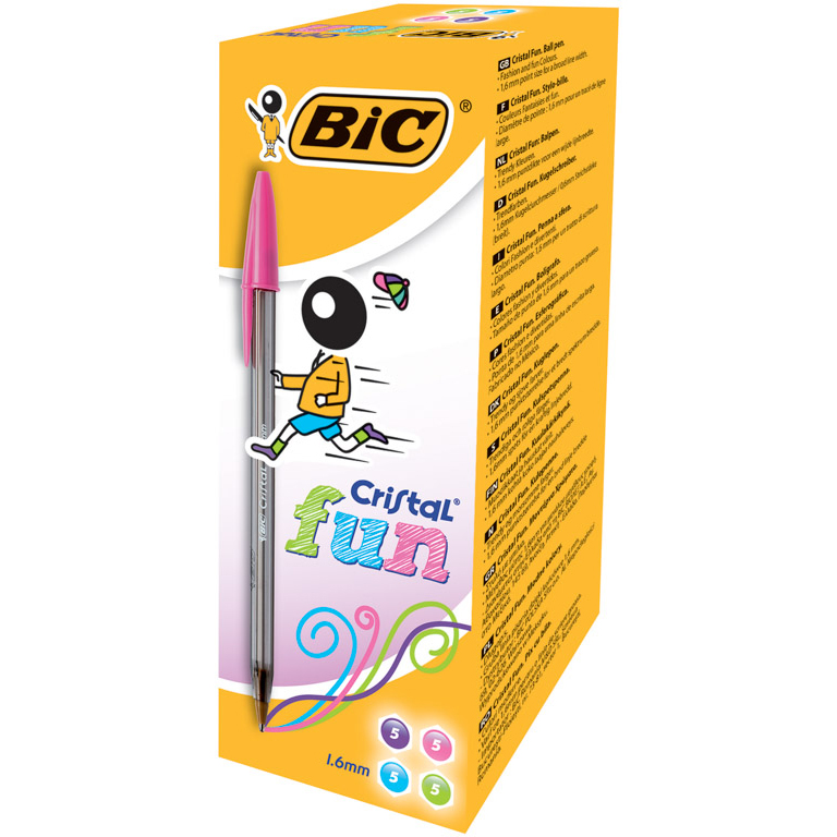 BOLIGRAFO CAPUCHON BIC CRISTAL FUN COLORES SURTIDOS