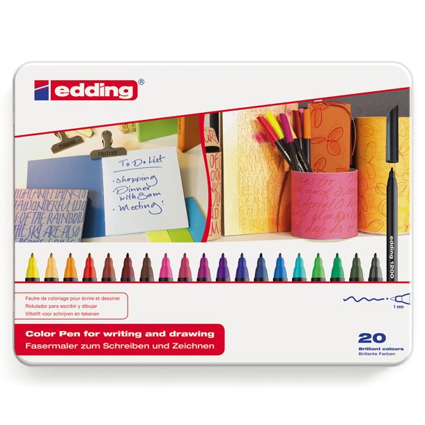 ROTULADOR EDDING 1200 PUNTA DE FIBRA ESTUCHE 20 COLORES 1 MM