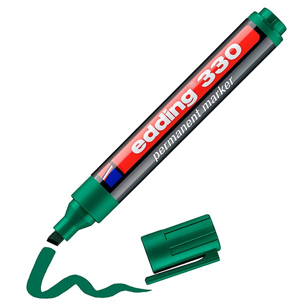 ROTULADOR MARCADOR PERMANENTE EDDING 330 PUNTA BISELADA COLOR VERDE 1-5 MM