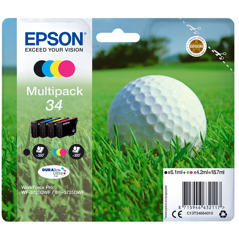 CARTUCHO INK-JET EPSON 34 BK/C/M/Y PACK 4 UNIDADES