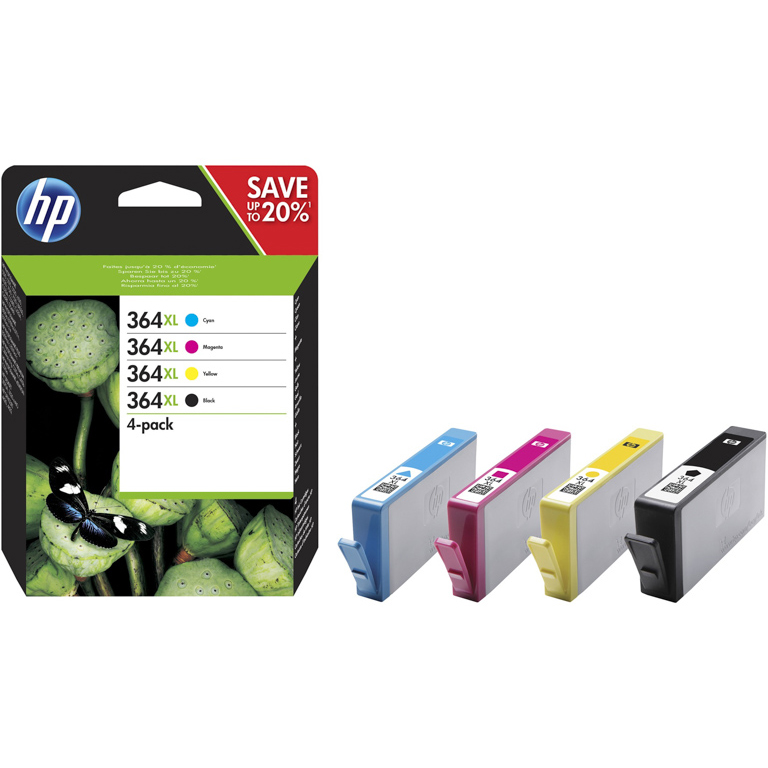 CARTUCHO INK-JET HP 364XL NEGRO, CIAN, MAGENTA Y AMARILLO N9J74AE PACK 4 UNIDADES