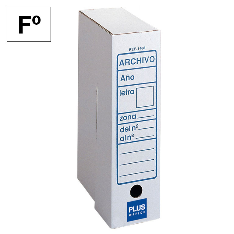 CAJA ARCHIVO DEFINITIVO PLUS OFFICE CARTON MICROCANAL FOLIO 365X250X100 MM COLOR BLANCO	