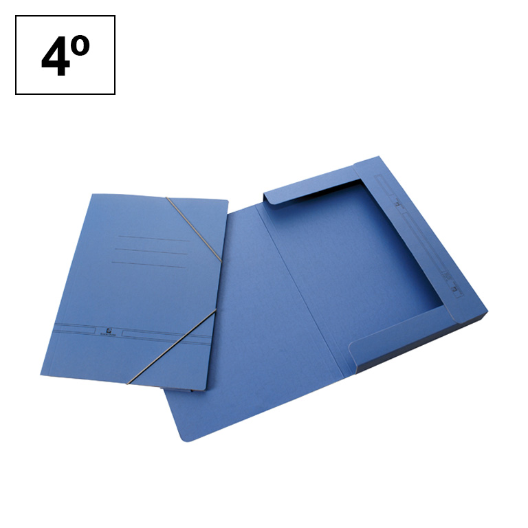 CARPETA CON GOMAS MAKRO PAPER CUARTO CON 3 SOLAPAS CARTON PINTADO AZUL