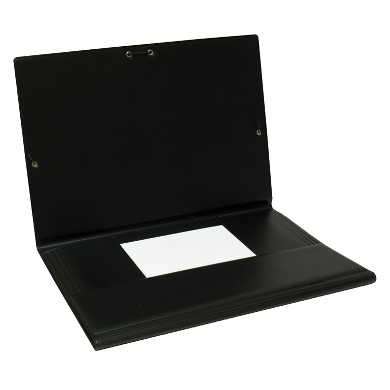 CARPETA PVC FOLIO GOMAS Y SOLAPAS NEGRO