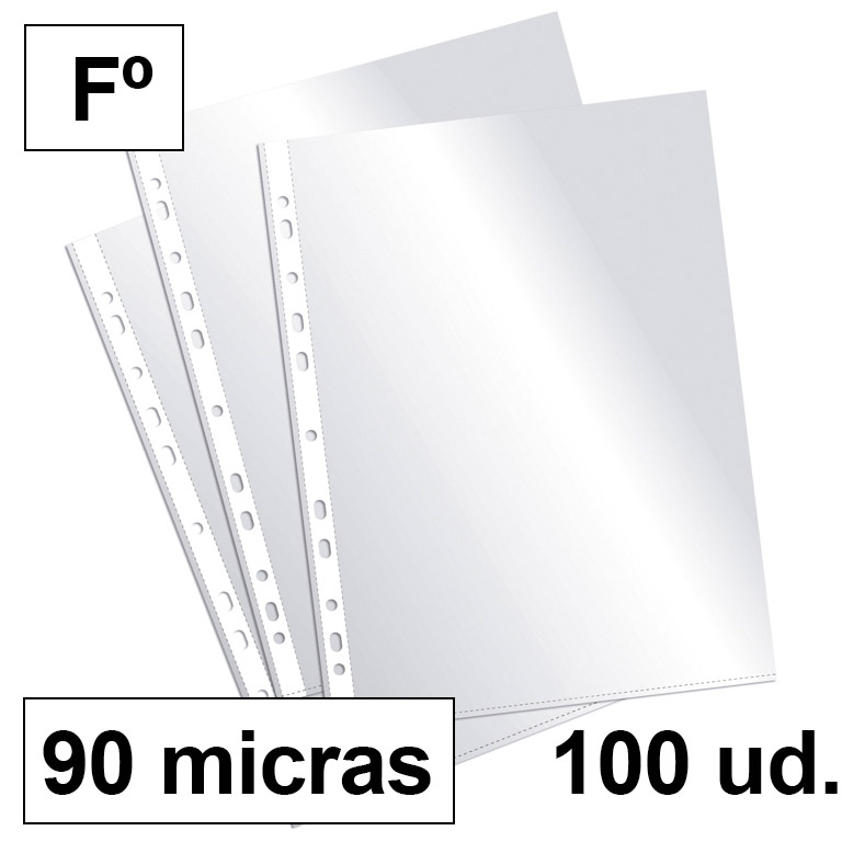 FUNDA MULTITALADRO PLUS OFFICE FOLIO - CRISTAL 90 MICRAS CAJA 100 UNIDADES	