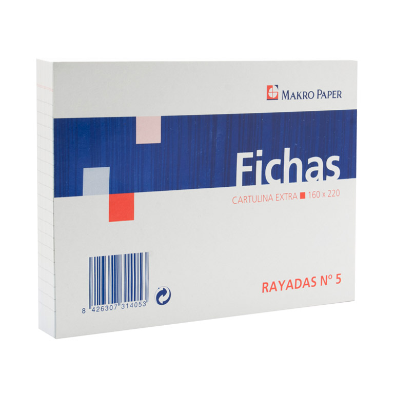 FICHAS RAYADAS MAKRO PAPER 160MMX220MM Nº5 100 HOJAS