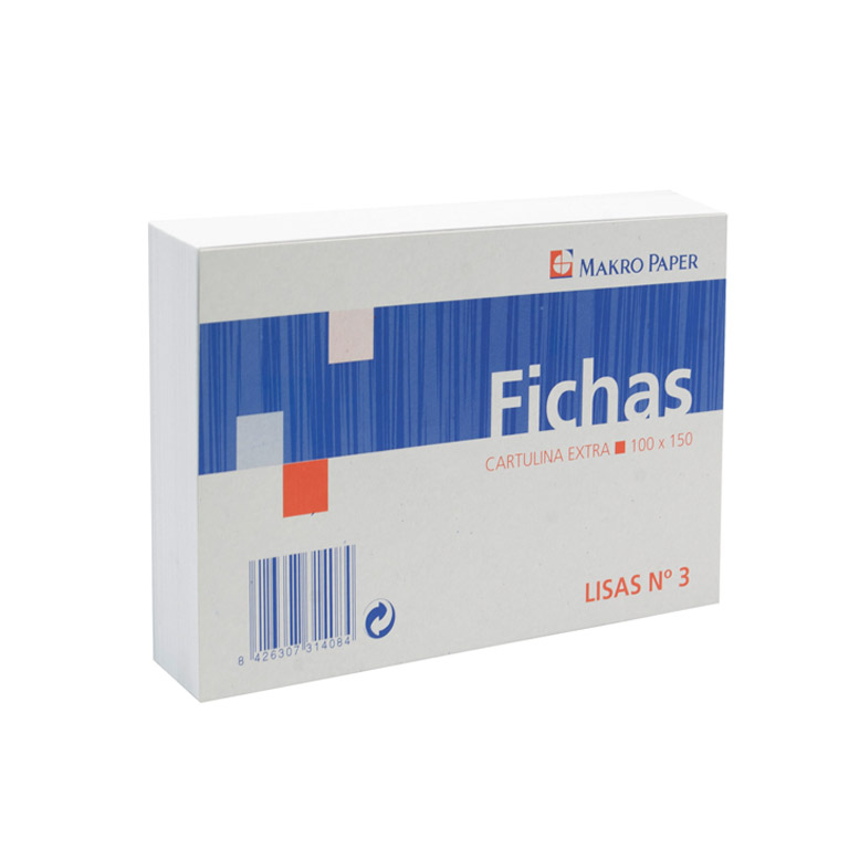 FICHAS LISAS MAKRO PAPER 125MMX200MM Nº4 100 HOJAS
