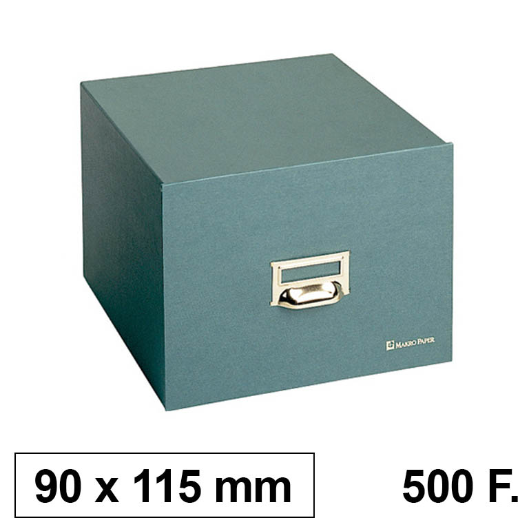 FICHERO CAJON FICHAS TAMAÑO 90X115 MM CARTON TELA VERDE CAPACIDAD 500 FICHAS