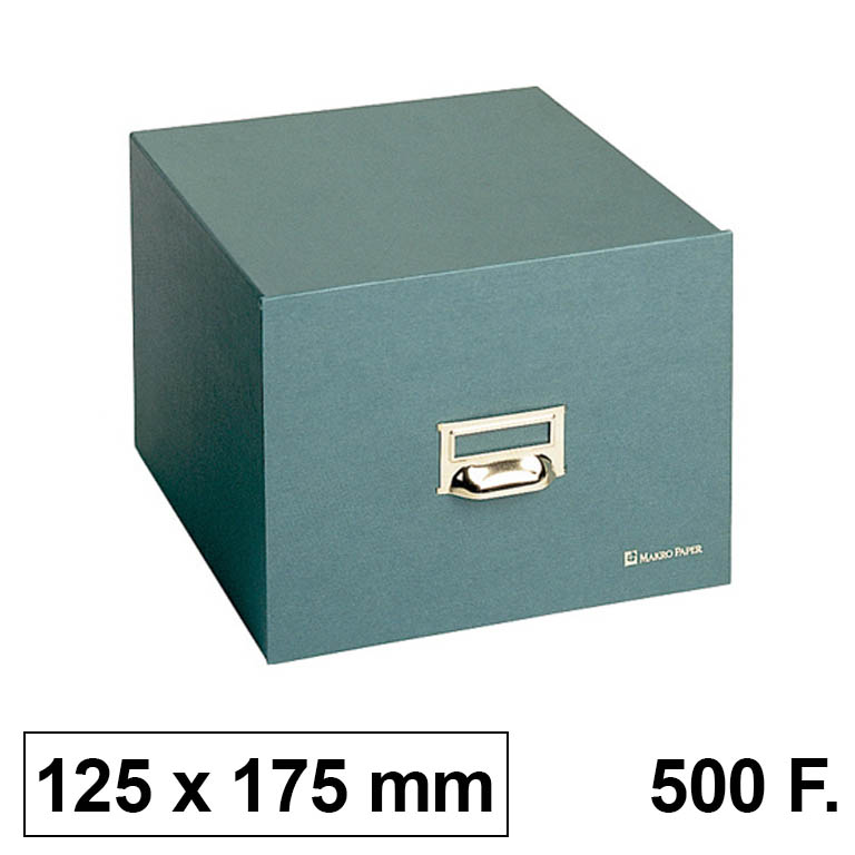 FICHERO CAJON FICHAS TAMAÑO 125X175 MM CARTON TELA VERDE CAPACIDAD 500 FICHAS	