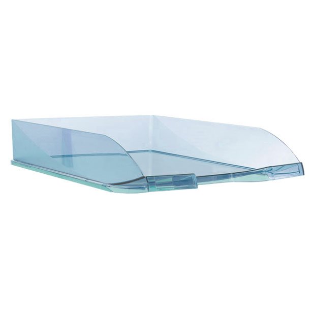 BANDEJA SOBREMESA PLASTICO PLUS OFFICE 256X348X66 MM COLOR AZUL TRASLUCIDO	