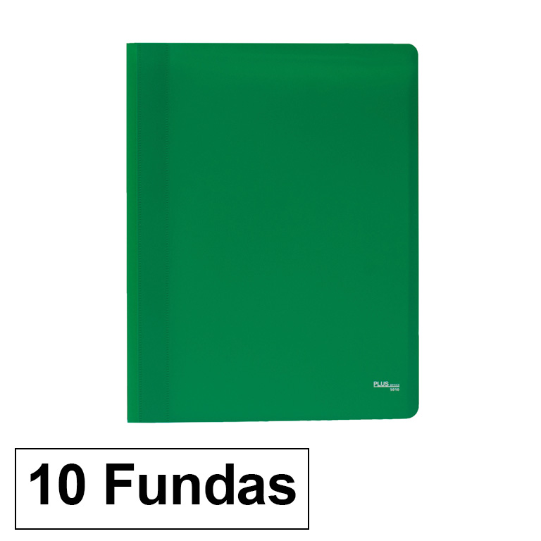 CARPETA PLUS OFFICE POLIPROPILENO FLEXIBLE 10 FUNDAS TRANSPARENTES POLIPROPILENO A4 COLOR VERDE