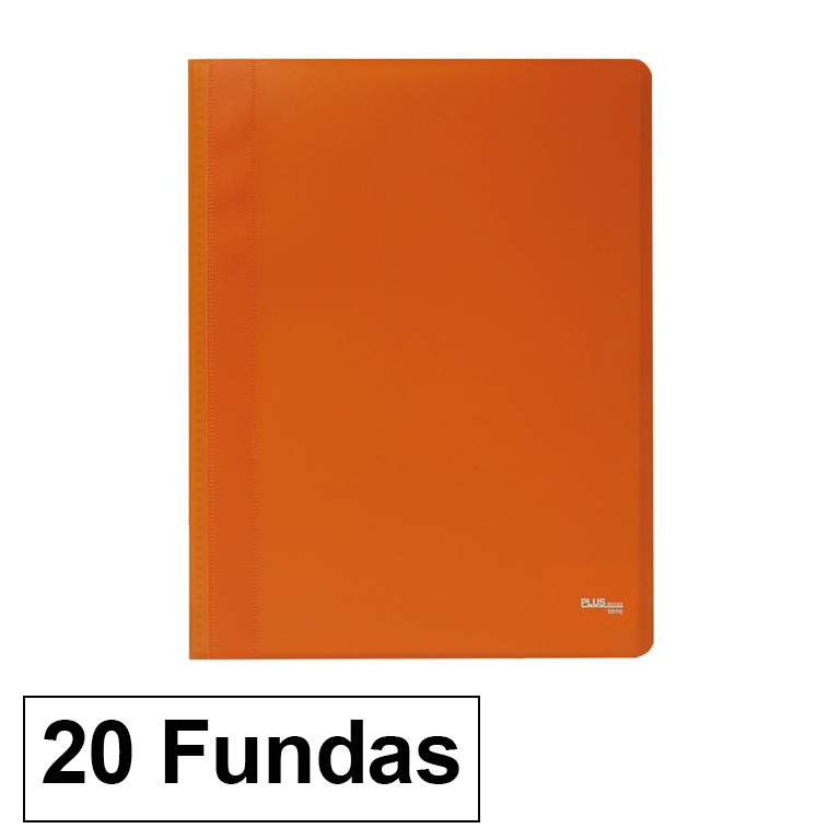 CARPETA PLUS OFFICE POLIPROPILENO FLEXIBLE 20 FUNDAS TRANSPARENTES POLIPROPILENO A4 COLOR NARANJA