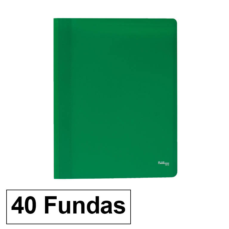 CARPETA PLUS OFFICE POLIPROPILENO FLEXIBLE 40 FUNDAS TRANSPARENTES POLIPROPILENO A4 COLOR VERDE